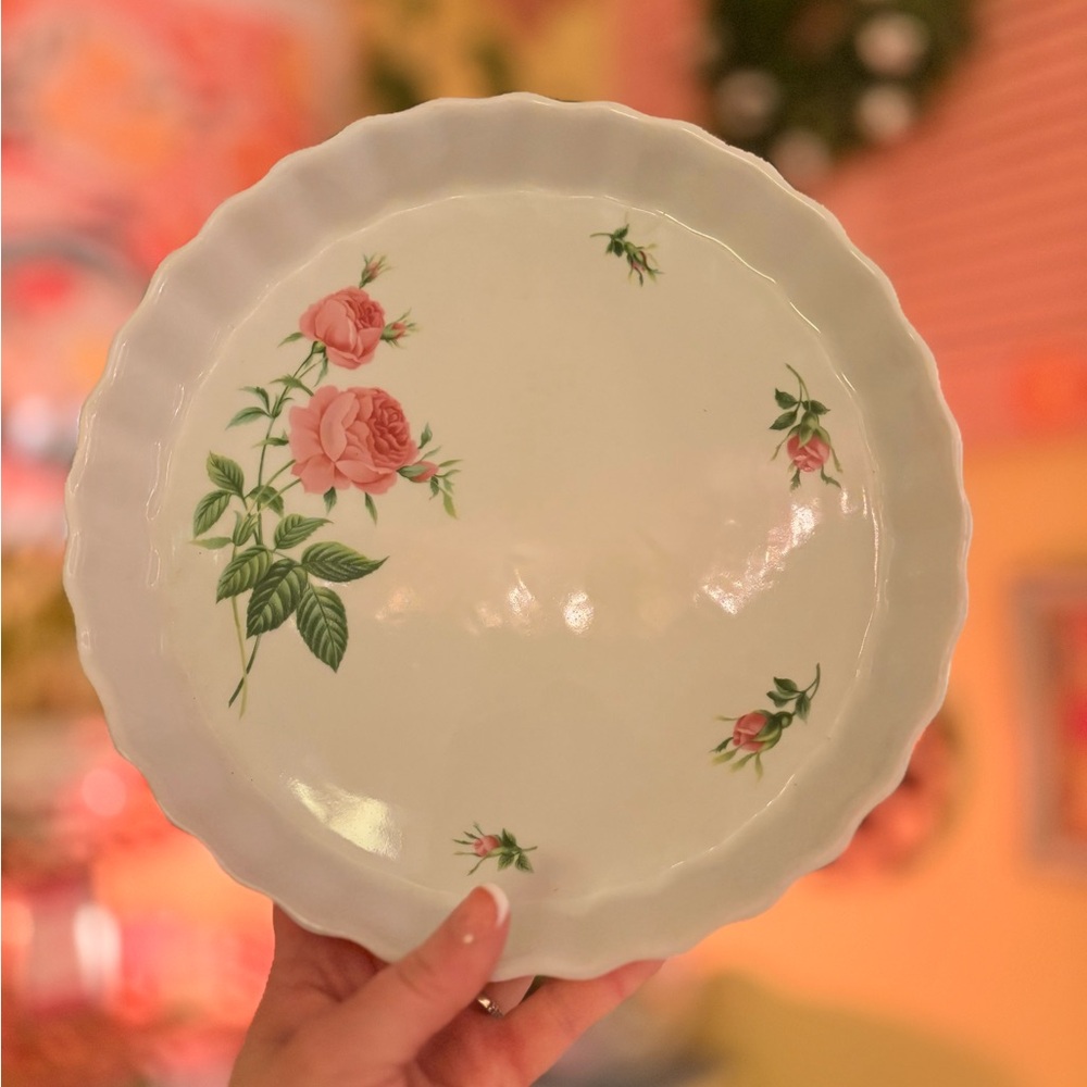 Vintage Christineholm Rose Quiche Flan Pie Dish 🌸